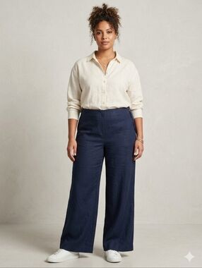 Vince Navy Wide-Leg Pants Size 14 New Without Tags